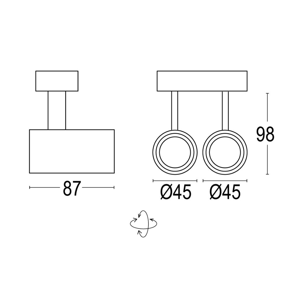 Point Evo 0W 2L Ghidini Point Evo Wall / Ceiling .01 Белый (Матовый)  - Вид №1
