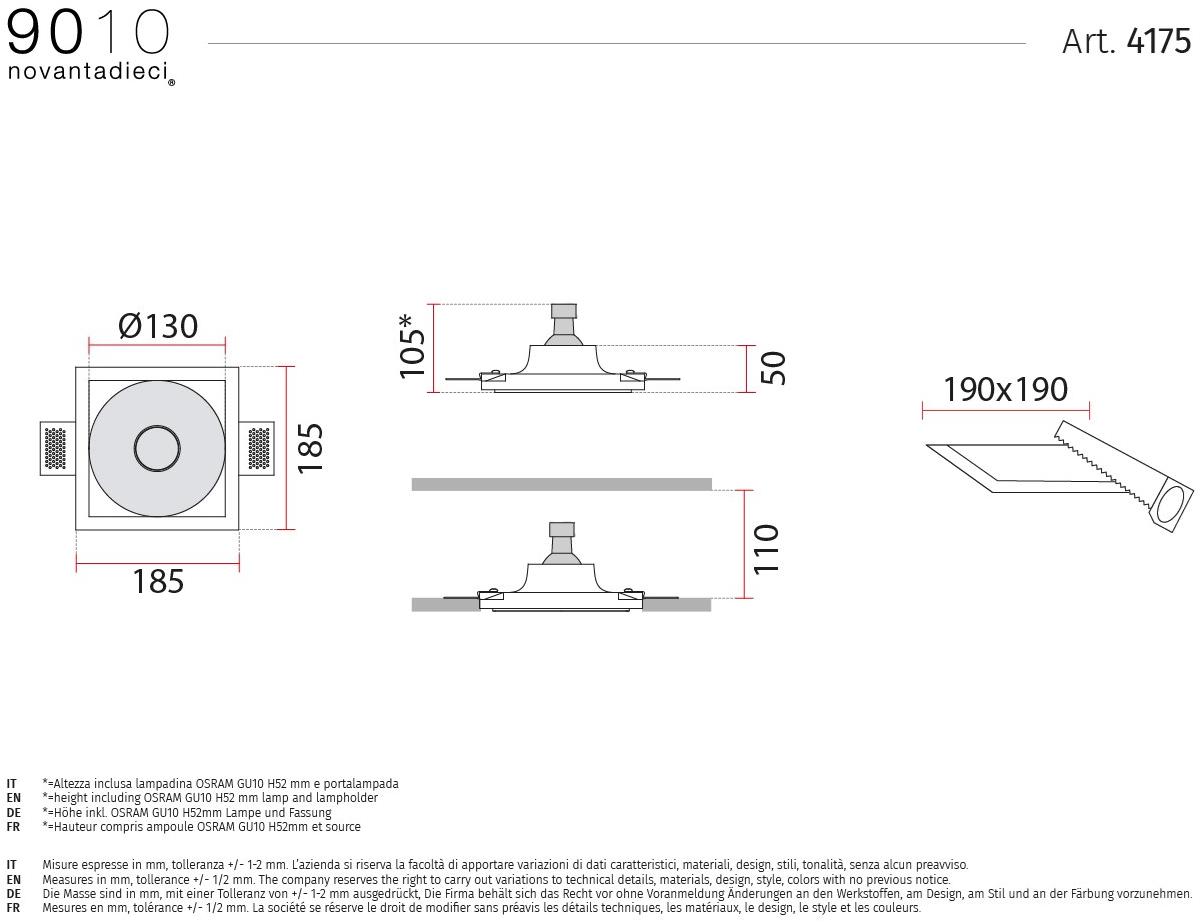 9010 novantadieci Встраиваемые настенные и потолочные светильники из cristaly®  4175  - Вид №2