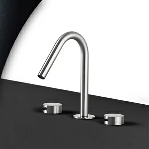 Смеситель для раковины сталь матовая с черной ручкой Toki Radomonte TKI23SCIL32