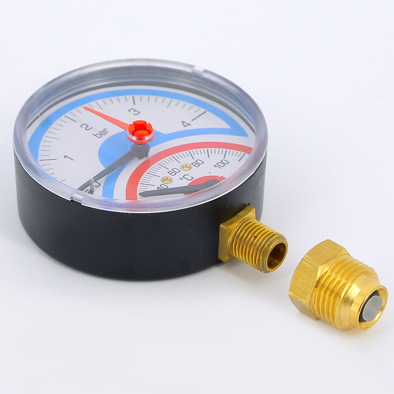 Термоманометр радиальный с клапаном для монтажа/демонтажа EMMETI 4бар 120 град.C 00602012