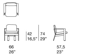 Стул из массива дуба и ткани с подлокотниками Paola Lenti BERNI ARCH-00032943 - Вид №2