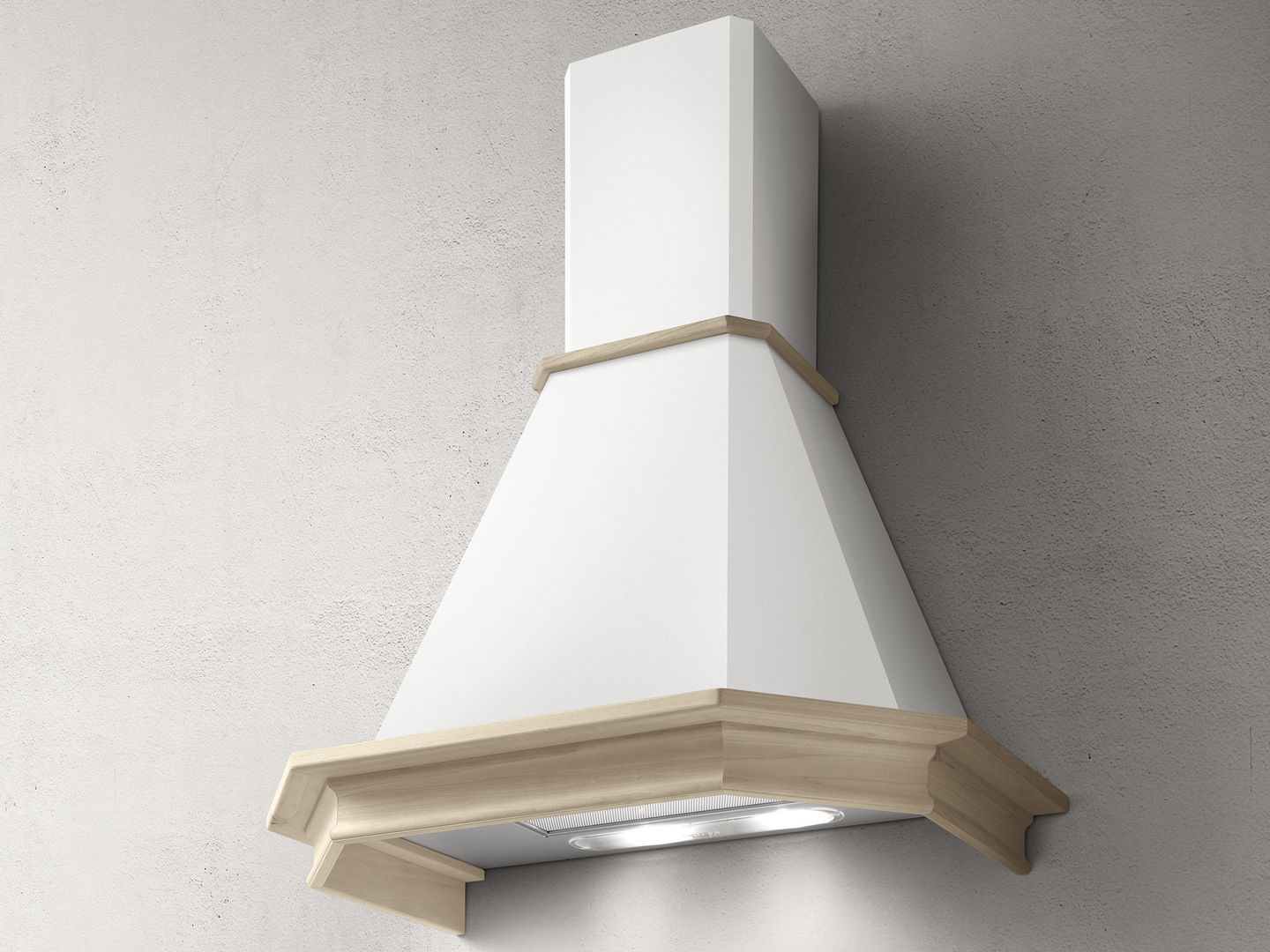 EMERALD WH/A/90 FRASSINO-PRF0157830 Вытяжка / купольная, 90 см, 650 м3, управление: ползунковое , цвет: белый+багет(ясень) под покраску Elica 