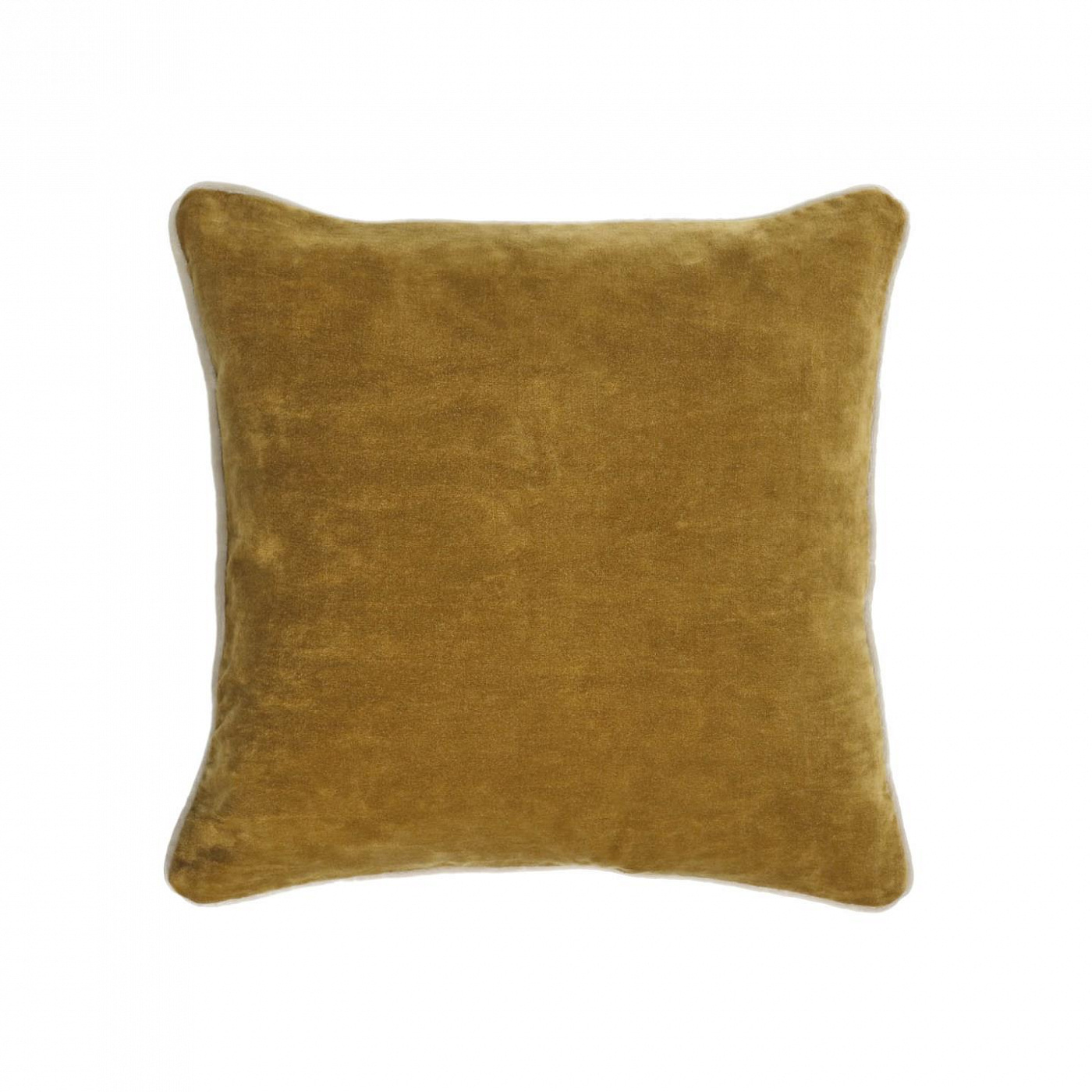 108491 Бархатная наволочка из 100% хлопка горчичного цвета с белой каймой 45 x 45 см La Forma Julina  - Вид №1