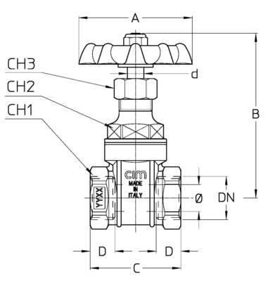 CIMBERIO CIM 70B 34 Задвижка клиновая резьбовая, муфтовая латунная CIM 70B  - Вид №1