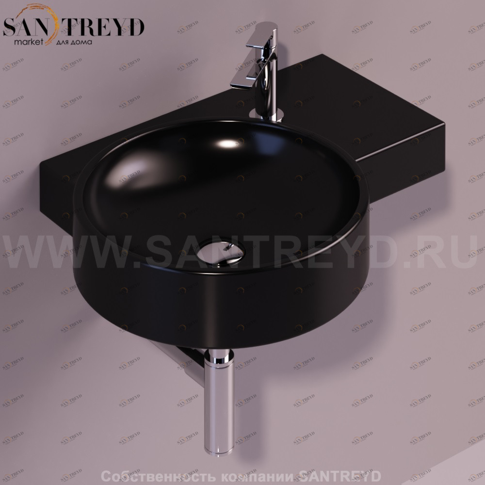 FL04NERO Подвесная раковина настенная круглая Simas Flow черная