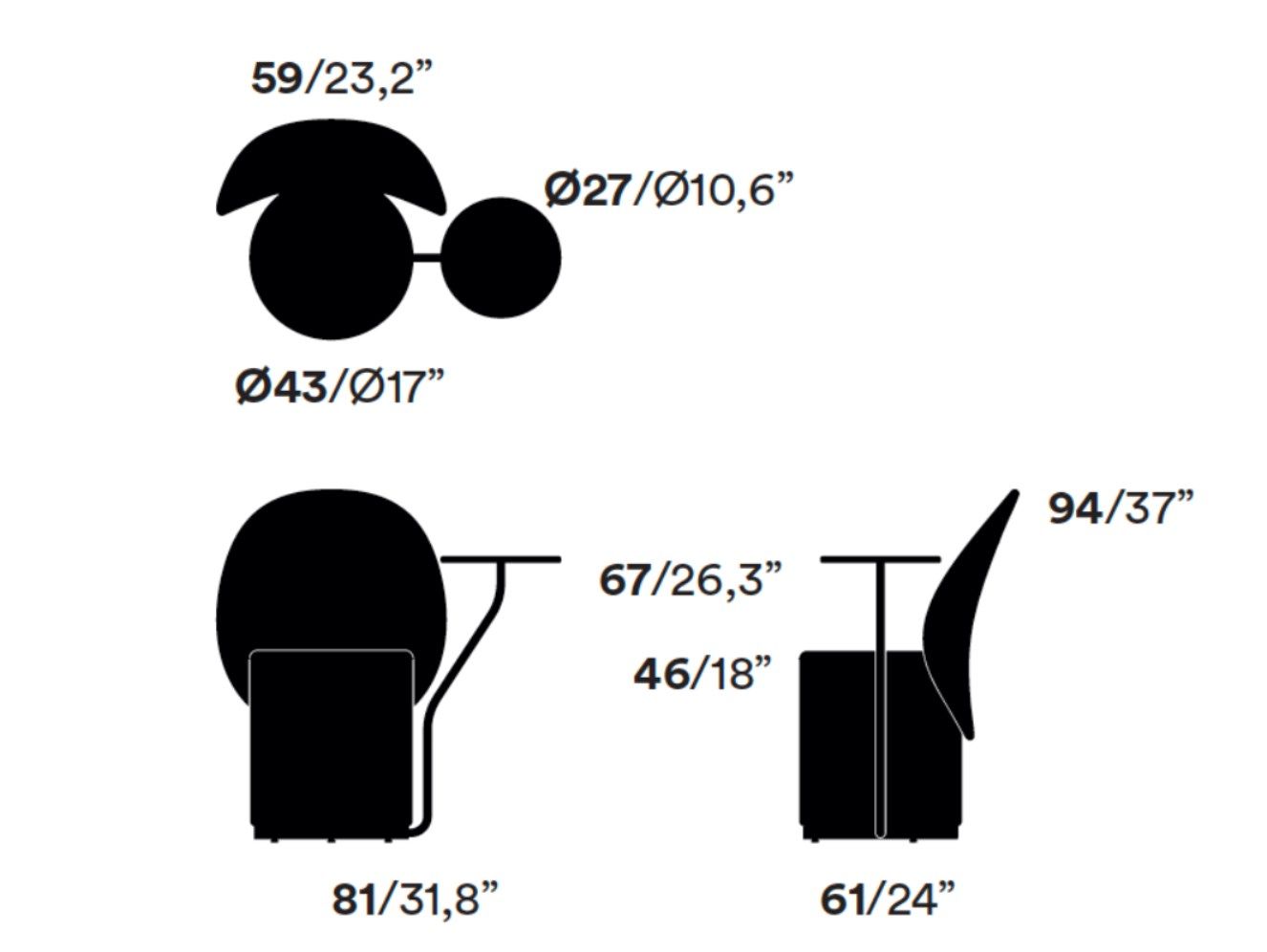Мягкое кресло с поворотным столом Opinion Ciatti LOOMI ARCH-00055538 - Вид №11