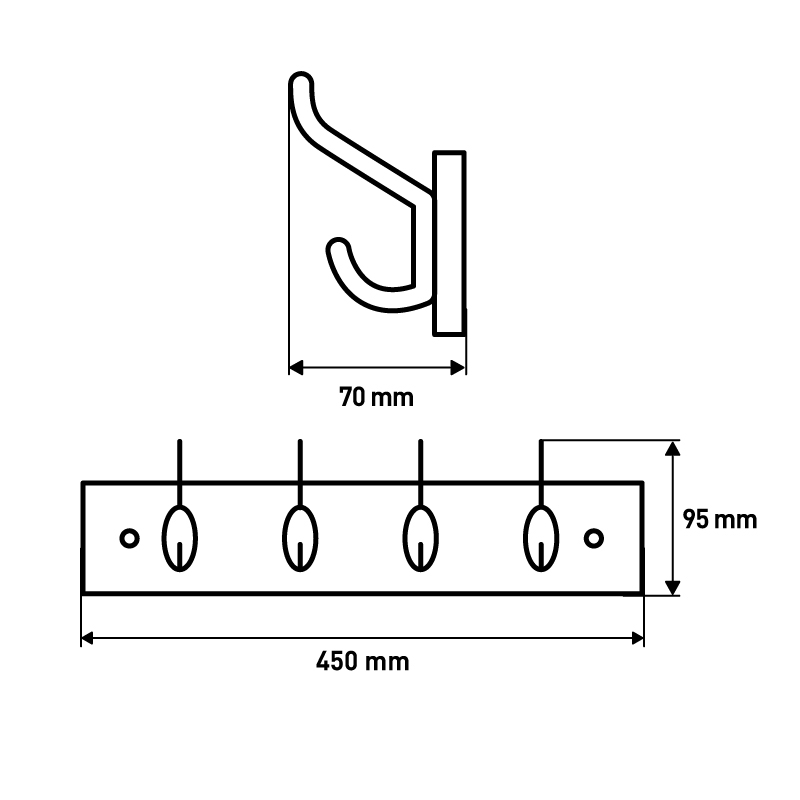 Вешалка для пальто и шапки , 450x70x50 мм, розовый LJPS0011 Public Steel Россия  - Вид №1