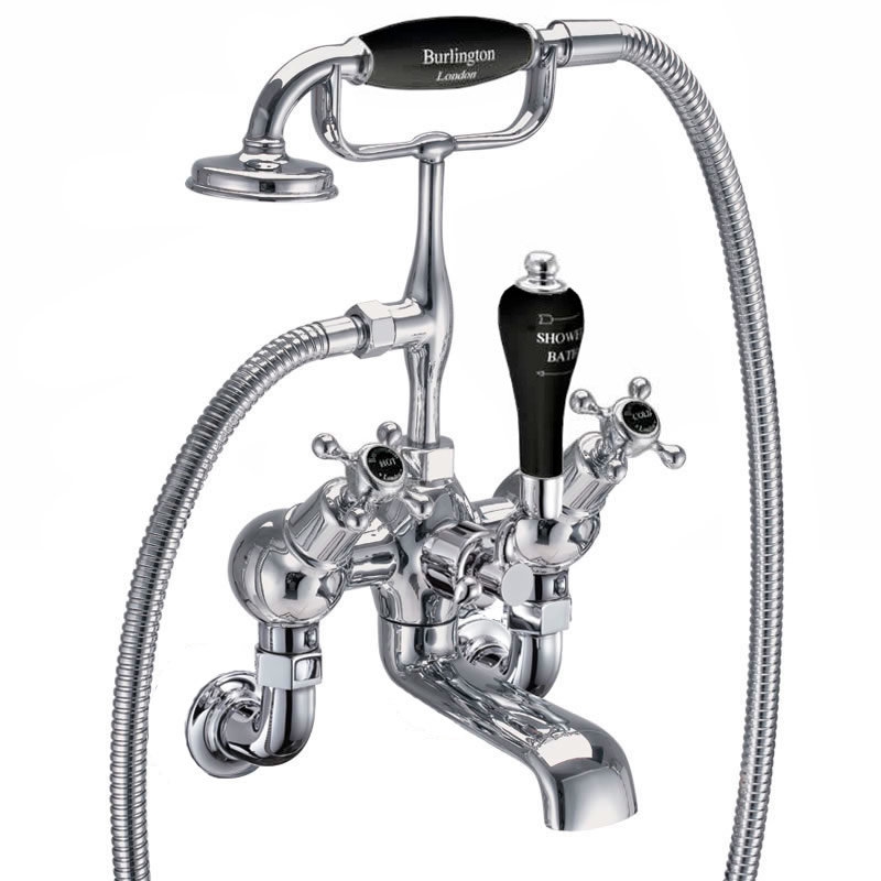 Смеситель для ванны "под наклоном" с ручным душем, настенный [CL21 BLA]  Burlington T9-QT BLA, T17-2, T1 BLA  - Вид №1