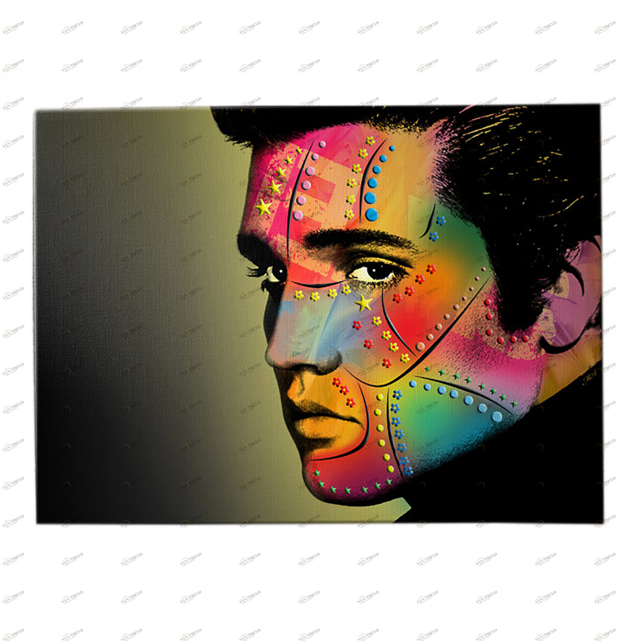 Картина с покрытием объемным гелем 100х80 см Elvis Has Left The Building by Mark Ashkenazi ICON DESIGNE  096869 Зеленый;черный;разноцветный 