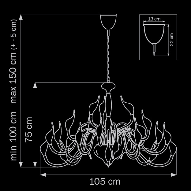 Подвесная люстра Lightstar Cigno Collo Bk 751247 LIGHTSTAR ДИЗАЙНЕРСКИЕ, CIGNO COLLO 056067 Черный  - Вид №1