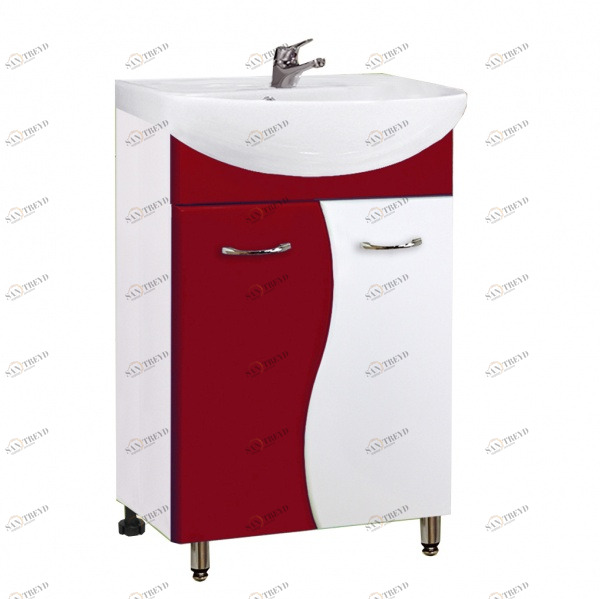 Тумба Эрика 550 бордо 10408 с раков.ERICA ERI55 1 отв. белый (S-UM-ERI55/1/2) VAKO 232344