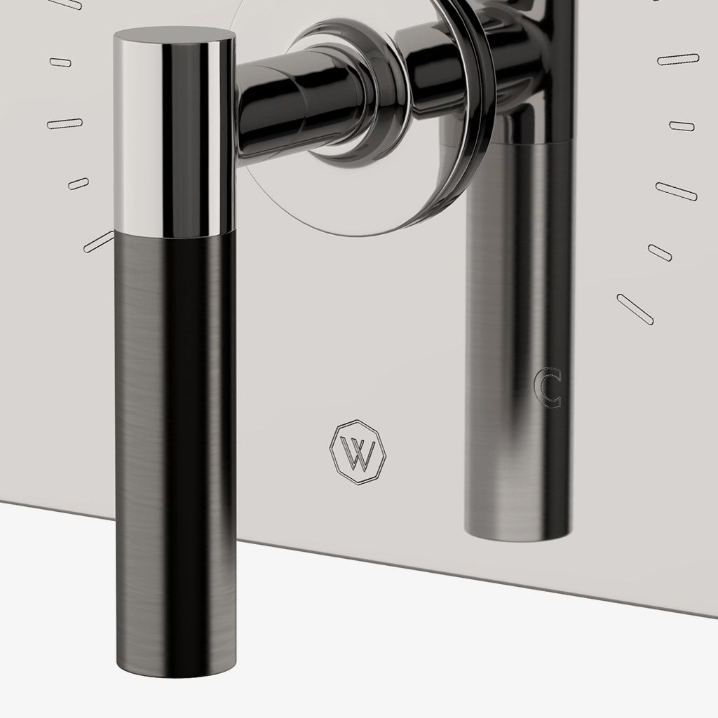 BTH12B Квадратный термостатический регулирующий клапан серии Bond Tandem с двухцветной рычажной ручкой Waterworks - Вид №1