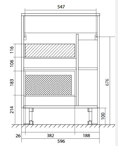 У83300 Тумба с раковиной Lido 60Н 1д. Дуб Сонома 1 Marka LIDO - Вид №7