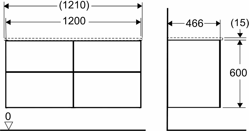 9751673111 IDO Elegant напольная тумба под мебельную раковину, с четырьмя ящиками, W = 1200 мм, темно-серый - Вид №7