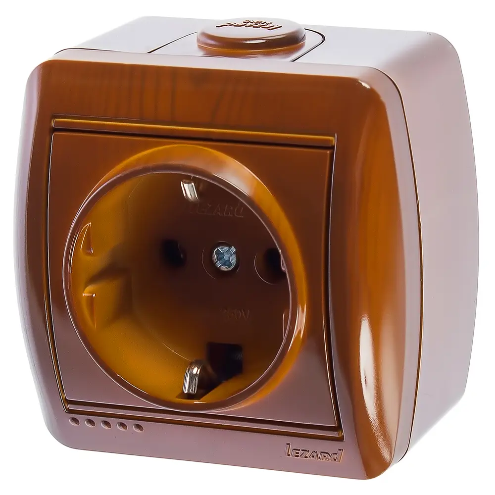 Розетка накладная Lezard Nata с заземлением, цвет сосна 13441331 STLM-2169044 - Вид №1