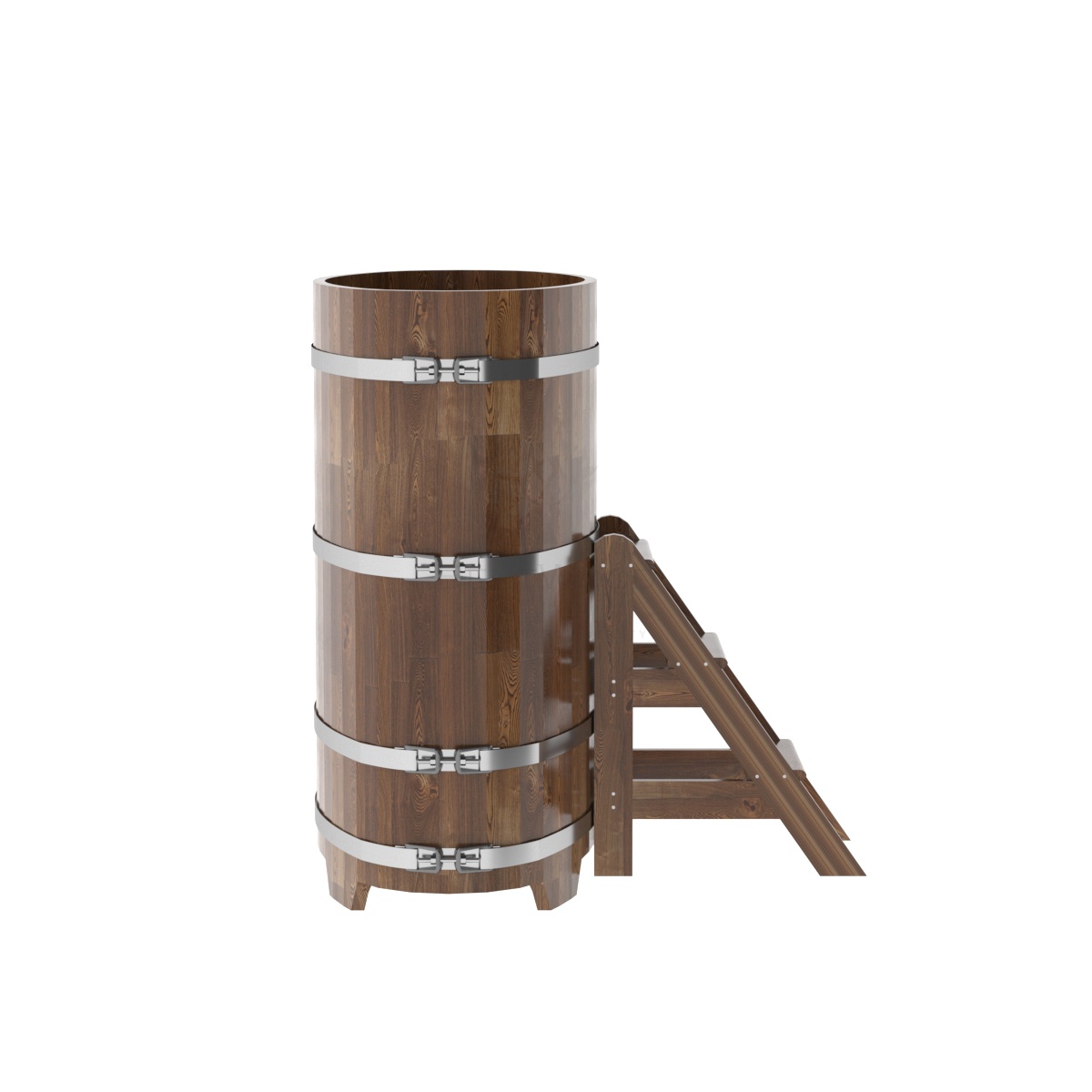 1378 Купель овальная из сращенных ламелей лиственницы 0,69х1,31х1,4 морёная Alyarus  - Вид №2