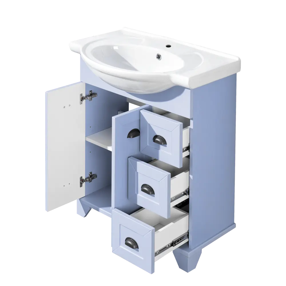 Тумба под раковину напольная Aquaton Шарм 75 см цвет голубой STLM-2110403 - Вид №2