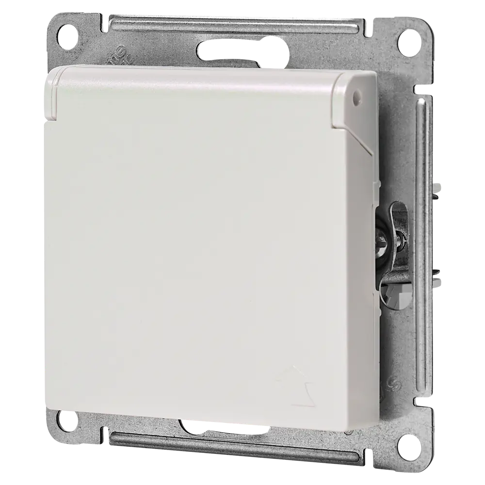 Розетка встраиваемая Systeme Electric AtlasDesign с заземлением с крышкой и шторками цвет жемчужный 89457350 STLM-2118370 - Вид №2
