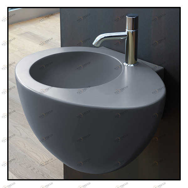 LGLSBR Подвесная раковина настенная овальная Ceramica Cielo  серая 