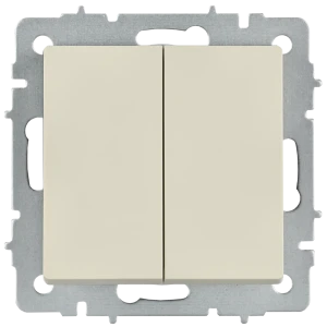 Переключатель встраиваемый перекрестный IEK Brite 2 клавиши цвет бежевый