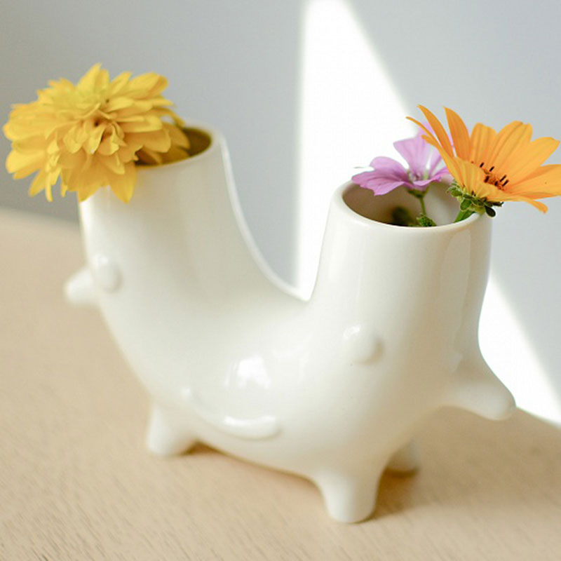 Ваза керамическая 11 см белая "Eco Гну" ЭКОЧЕЛОВЕКИ - 00-3871310 Белый  - Вид №1