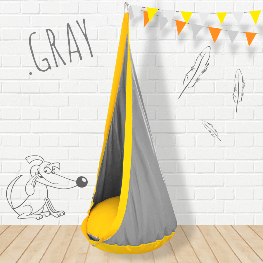 Подвесное кресло-кокон серо-желтое ПОКАЧАЙКА  326714 Серый Santreyd  - Вид №5