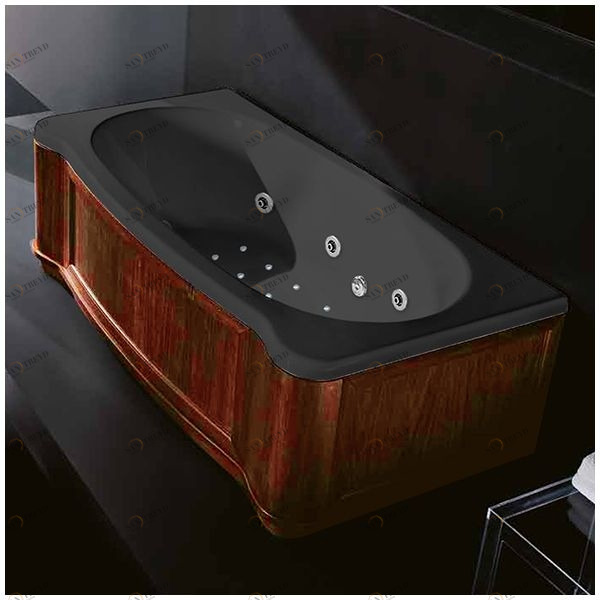 Ванна Gruppo treesse New Classic Young ATC-V674Q-SX-WO-C чёрная с гидромассажем аэромассажем и дезинфекцией прямоугольная левая дерево орех ATCV674QSXWOC