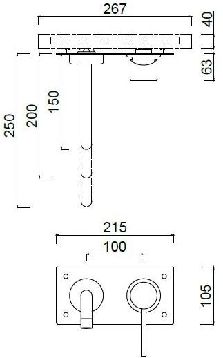Rubinetteria Giulini Смеситель для умывальника настенный на 2 отверстия с тарелкой Futuro sun-id-1400701 - Вид №1