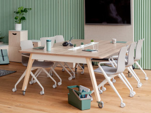 Модульный стол для совещаний из меламина с колесами