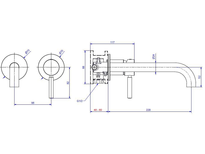 Смеситель для раковины из хромированной латуни Bugnatese Kobuk ARCH-00071903 - Вид №2