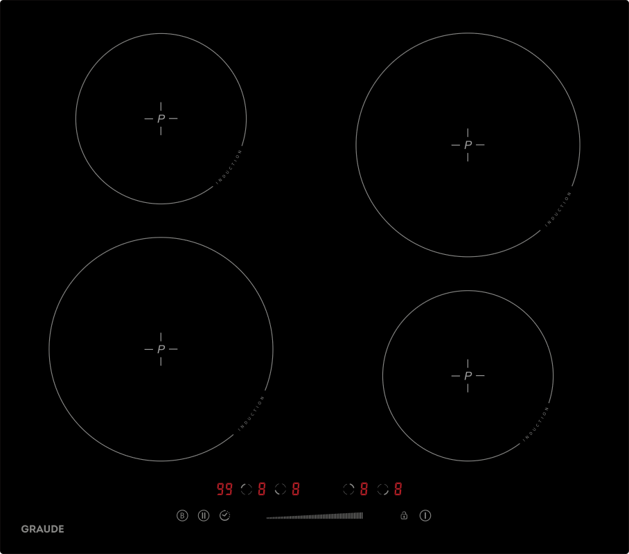 IK 60.0 AS Встраиваемые электрические панели / 60см, электрическая, индукционная, 5.6 х 59 х 52 см, 9 ступеней нагрева, режим усиленного нагрева booster, функция распознавания диаметра посуды, функция таймера, индикация нагрева, индикация красного цвета Santreyd 