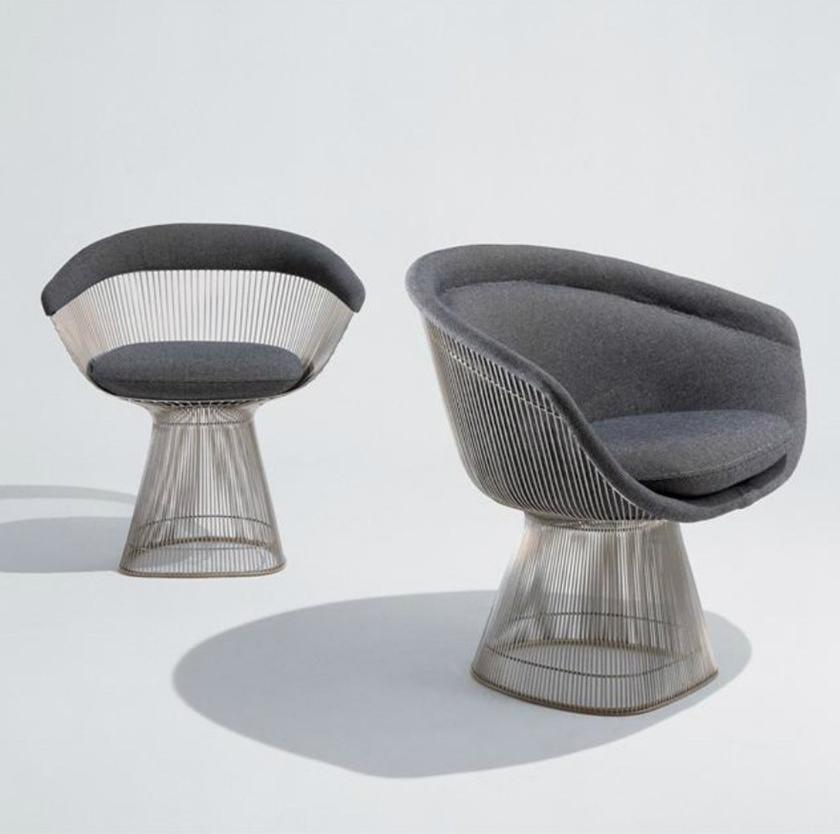 KNOLL Мягкое кресло из стали и ткани с подлокотниками Platner sun-id-1430402 - Вид №2