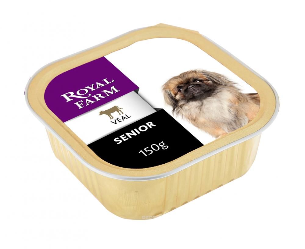 ПР0043297 Корм для собак для пожилых, телятина конс. 150г ROYAL FARM 