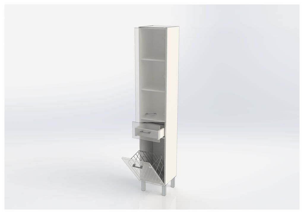 Шкаф-пенал для ванной Aquanet Верона 35 б/к белый (напольный) 00178973 - Вид №6