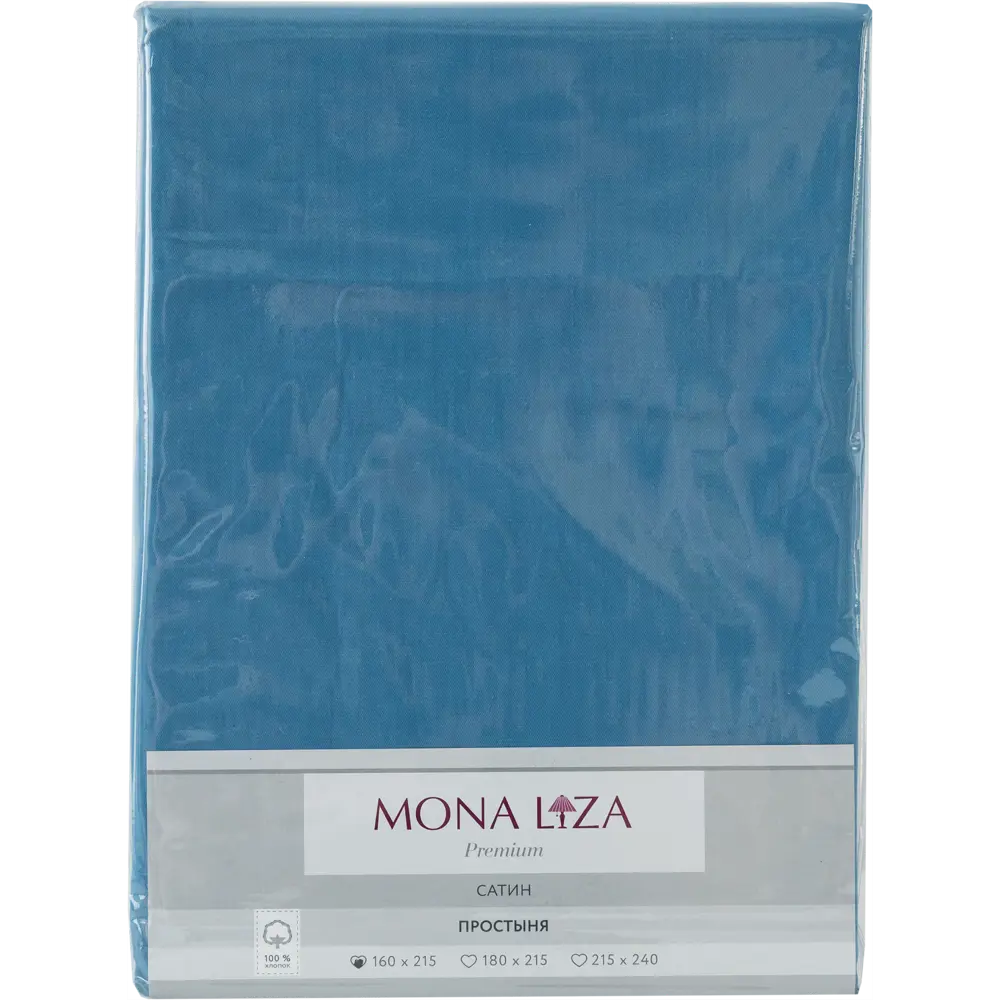 Простыня полутороспальная Mona Liza Premium, 215x160 см, сатин, цвет сине-голубой 82493869 STLM-2098535 Santreyd  - Вид №2