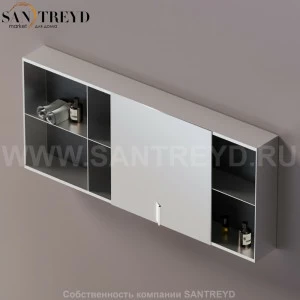 Agape 027 Настенный зеркальный шкаф 140 см. Отделка: хромированный сатин, фанера под темный дуб. Для хромированной отделки добавьте 16 % к базовой цене. AMOB027H6014RWSP