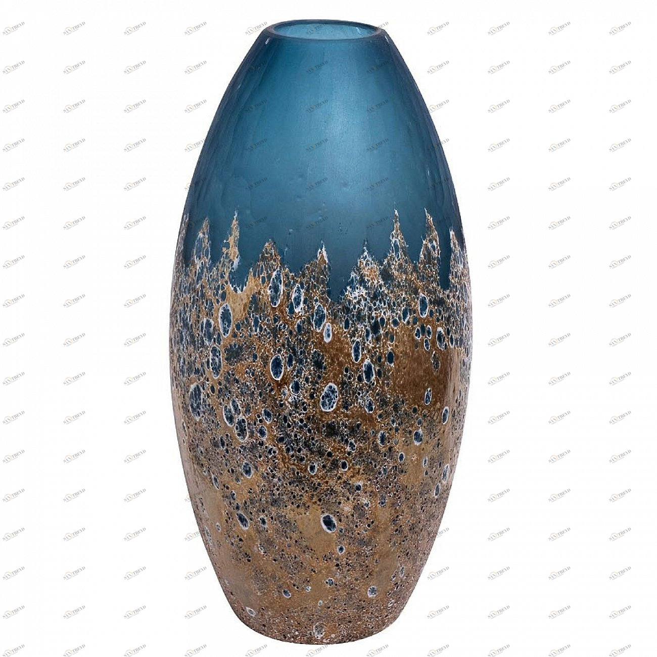 Ваза овальная стеклянная голубая с золотом GARDA DECOR ДИЗАЙНЕРСКИЕ 266940 Голубой;золото 