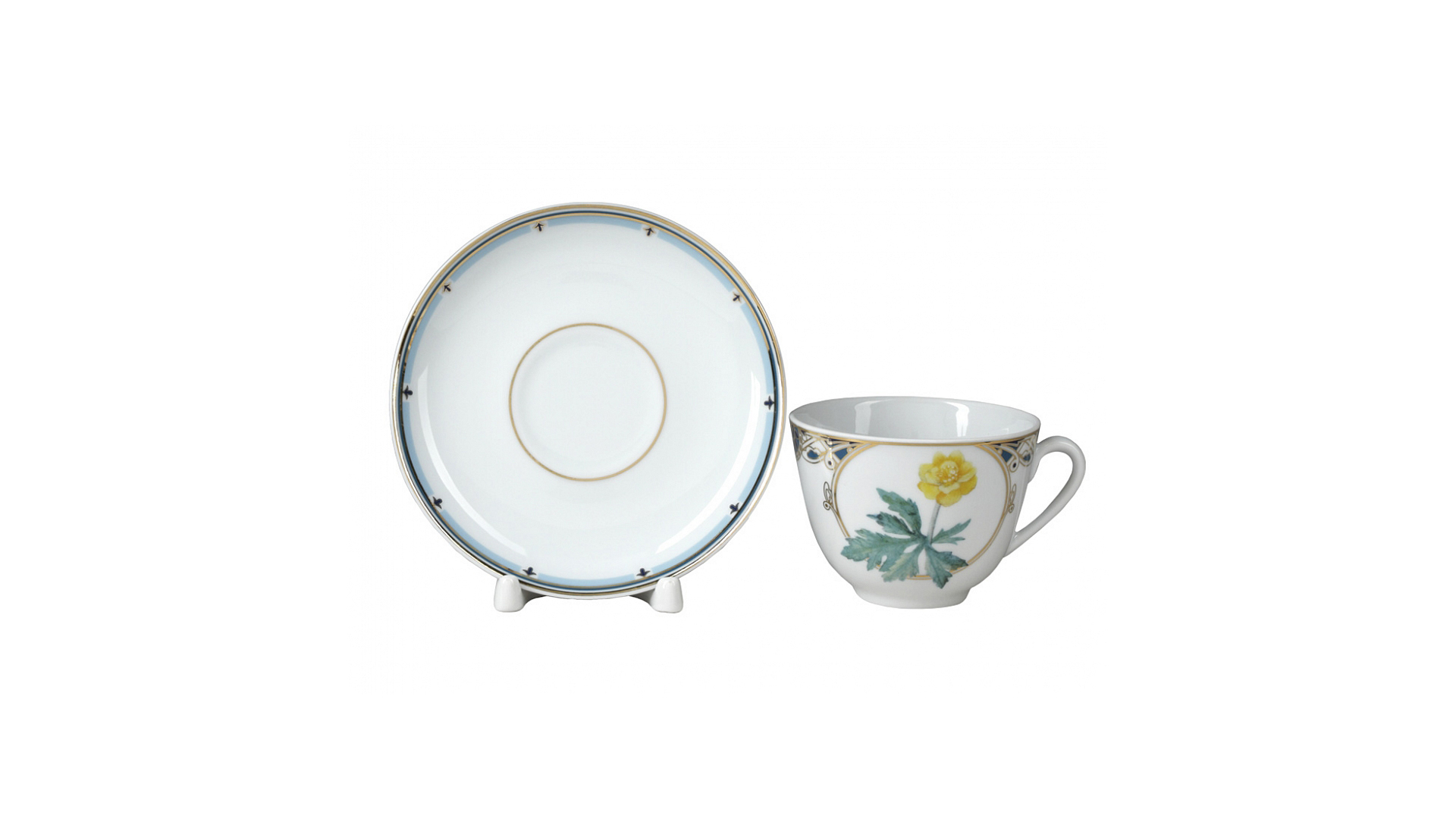 10622286 Императорский фарфоровый завод Чашка чайная с блюдцем "Золотая купавка" "Весенняя" Фарфор твердый  - Вид №1