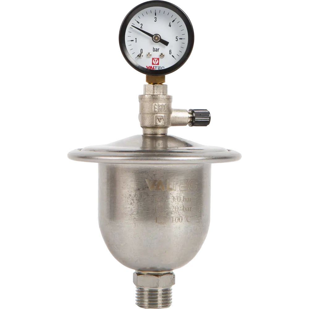 Гаситель гидроудара Valtec мембранный с манометром 1/2" VT.CAR20.I.04001 82575733 STLM-2073864  - Вид №1