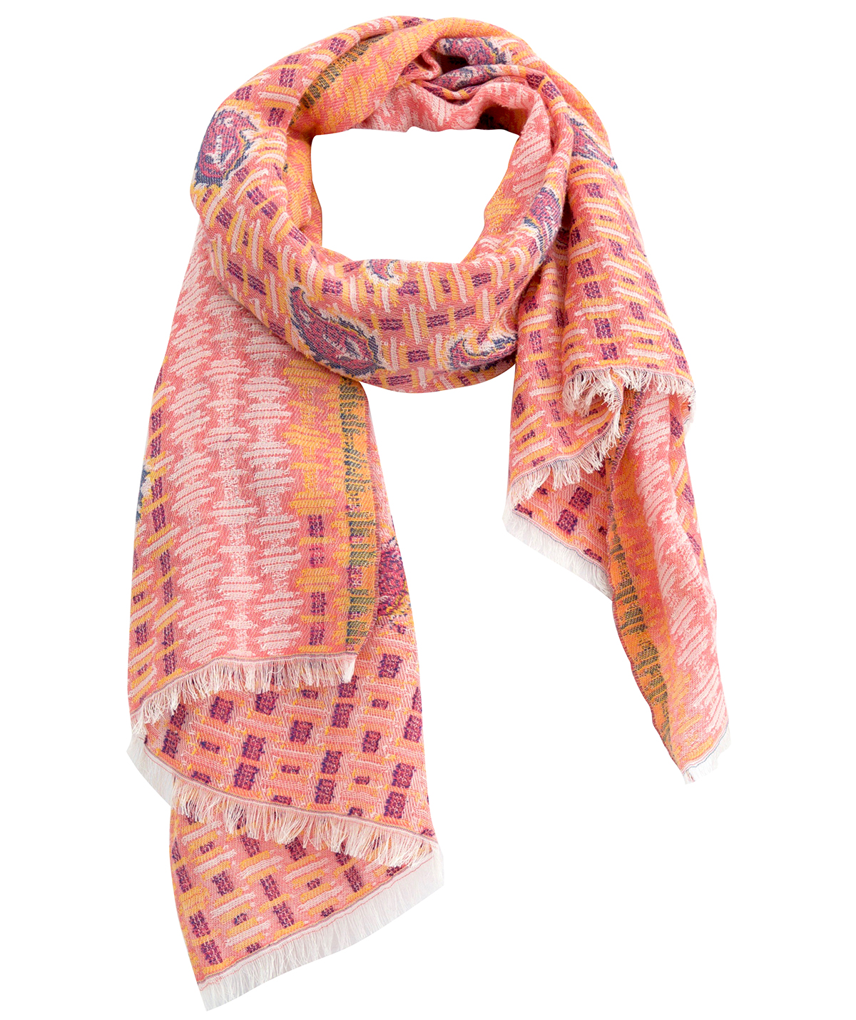 MEA_CORAIL Шаль MEA CORAIL 50/150 , цвет коралловый, хлопок 100% PETRUSSE Santreyd 