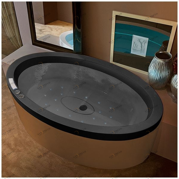 Ванна GRUPPO TREESSE Eos 190 STA-V849C-C чёрная с аэромассажем овальная STAV849CC