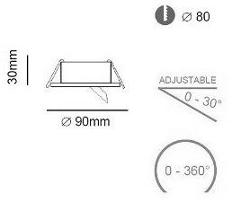 Terzo Light Регулируемый встраиваемый светодиодный светильник из алюминия  C102.gu._ _  - Вид №2