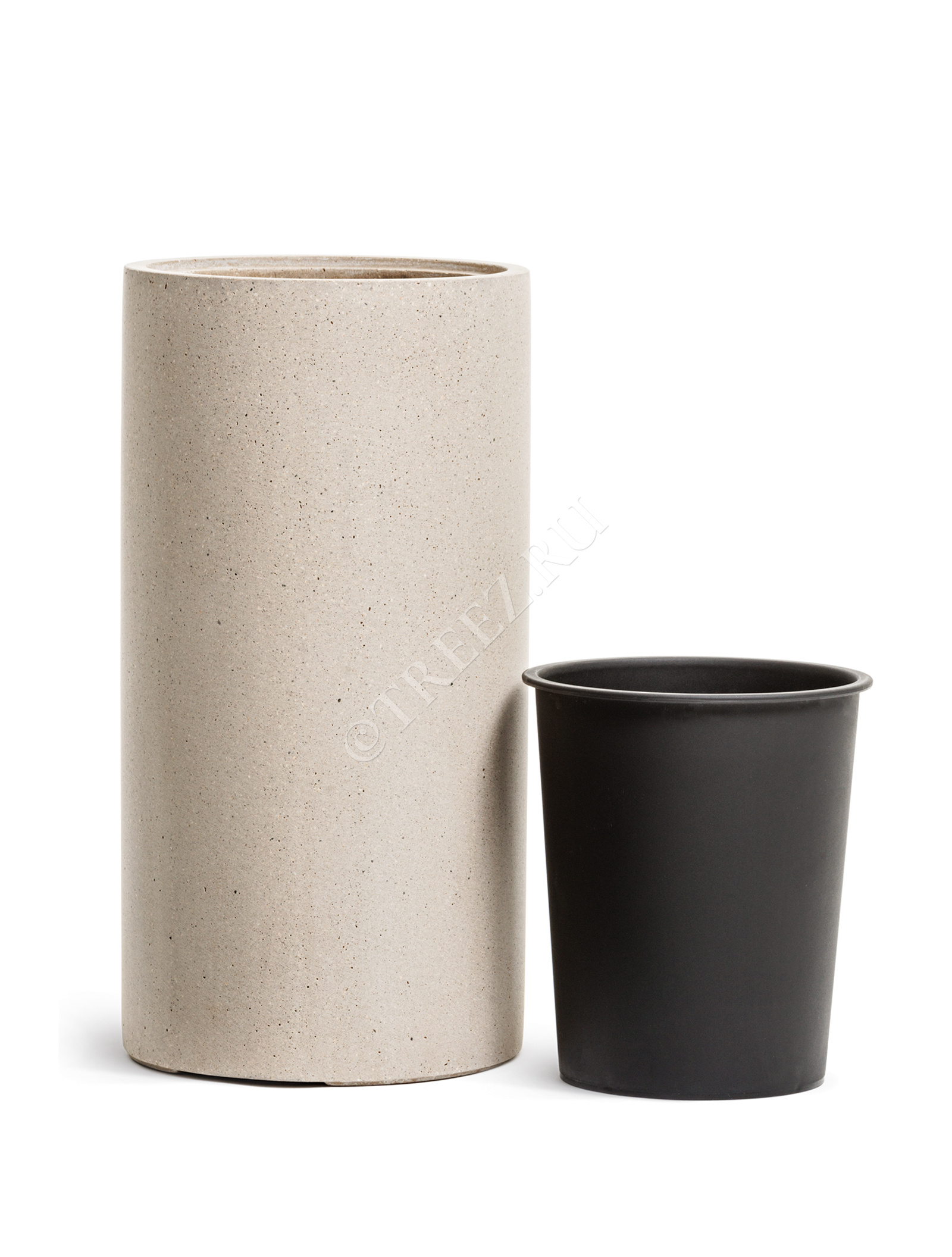 41.3320-02-029-BE-60 Кашпо  Effectory - серия Beton - Высокий цилиндр - Белый песок Цветочная коллекция  - Вид №3