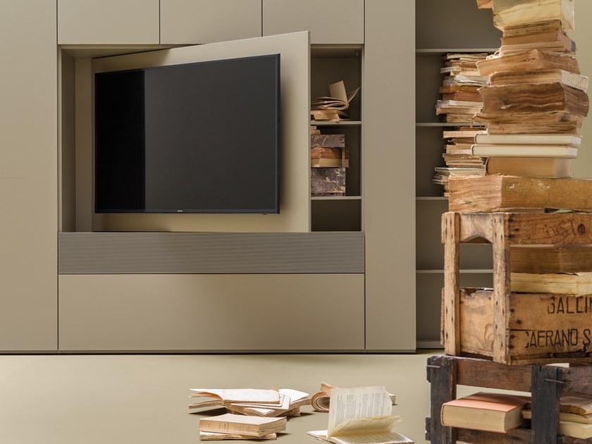 Caccaro Оборудованная стенка с открывающейся тумбой под телевизор Grid sun-id-1397498 - Вид №1