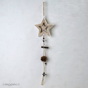 NW106 Кулон из деревянной звезды с декоративным ананасом Dekoraniaevents Navidad