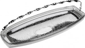 10613118 Queen Anne Блюдо для хлеба с ручкой Queen Anne с бортом 40х15см, сталь, посеребрение Сталь нержавеющая с посеребрением