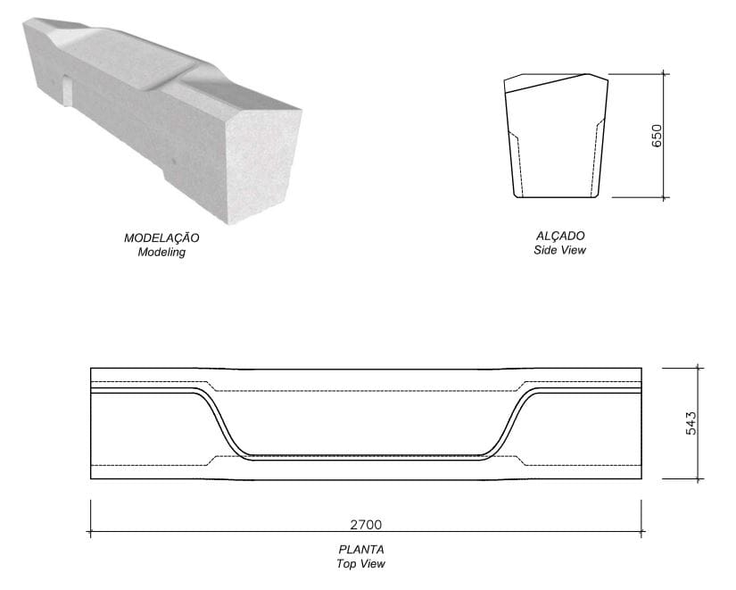 Бетонная скамья без спинки amop Camden ARCH-00039161 - Вид №2