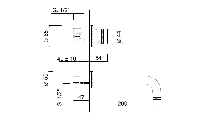 Настенный смеситель для раковины с 2 отверстиями Rubinetteria Giulini MyRing Deluxe ARCH-00148168 - Вид №2