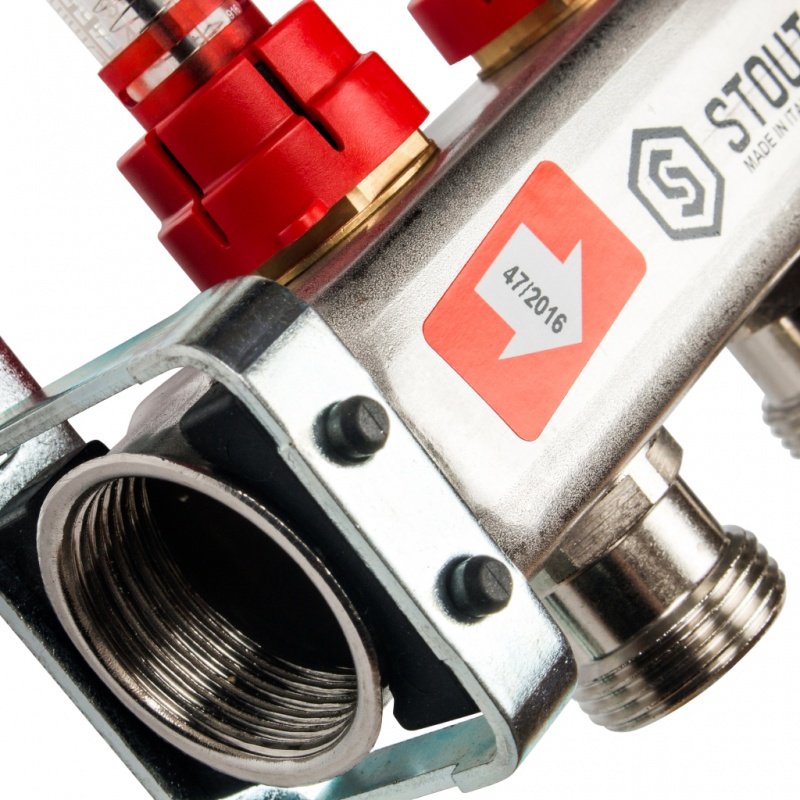 Коллектор из нержавеющей стали на 4 вых. с расходомерами STOUT SMS0917000004 - Вид №1