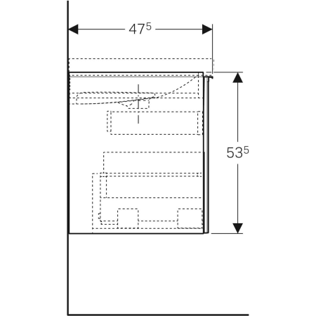 500.609.01.2 Шкафчик для раковины Geberit Acanto, с одним выдвижным ящиком, одним внутренним выдвижным ящиком и сифоном Geberit  - Вид №33